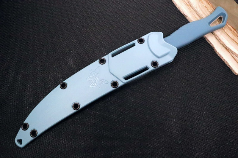 Benchmade 18020 Fishcrafter 9" Fixed Blade - CPM-Magnacut Steel / Trailing Point Blade / Depth Blue Santoprene Handle / Sonar Gray Injection Molded Sheath