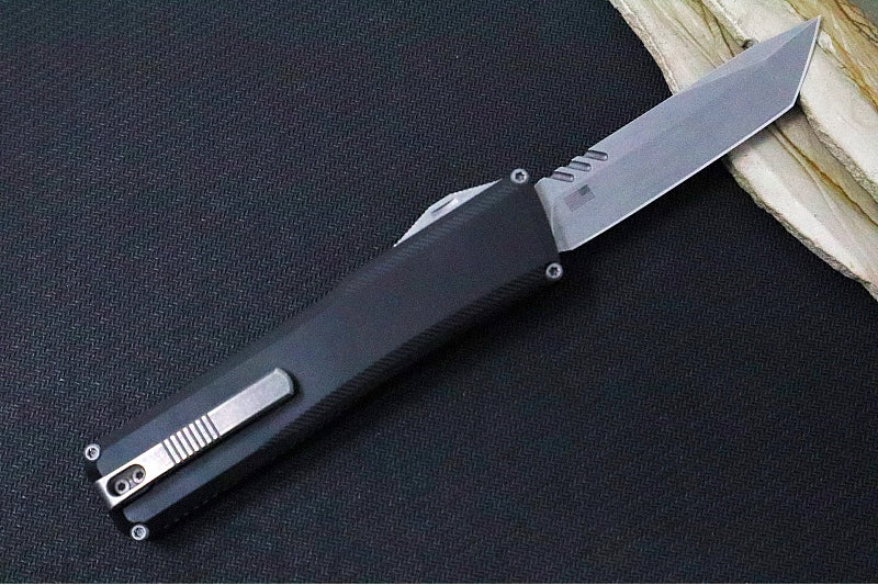 Axial Knives SHIFT V_3 OTF - Black Anodized Aluminum Handle & Black Hardware / Stonewashed Tanto Blade / CPM-Magnacut Steel - Northwest Knives