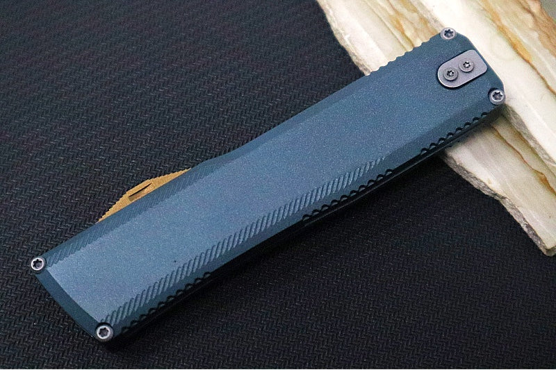 Axial Knives SHIFT V_3 OTF - Navy Anodized Aluminum Handle & Bronzed Hardware / Stonewashed Tanto Blade / CPM-Magnacut Steel - Northwest Knives