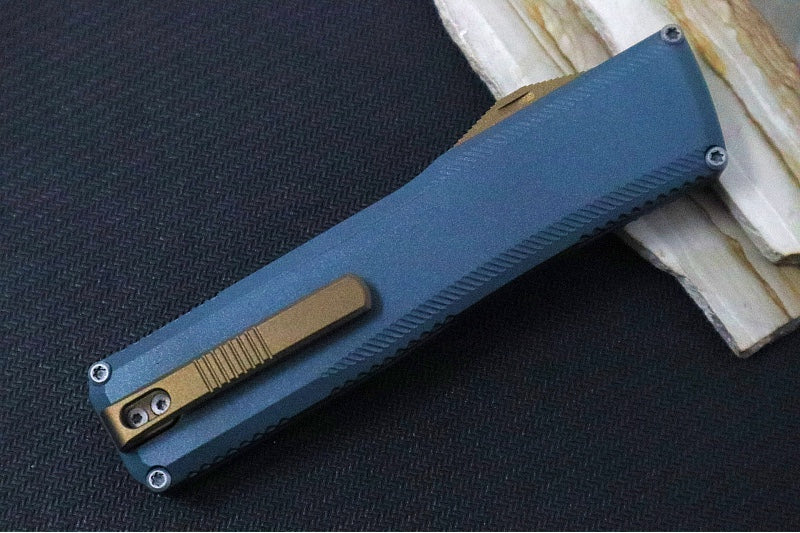 Axial Knives SHIFT V_3 OTF - Navy Anodized Aluminum Handle & Bronzed Hardware / Stonewashed Tanto Blade / CPM-Magnacut Steel - Northwest Knives