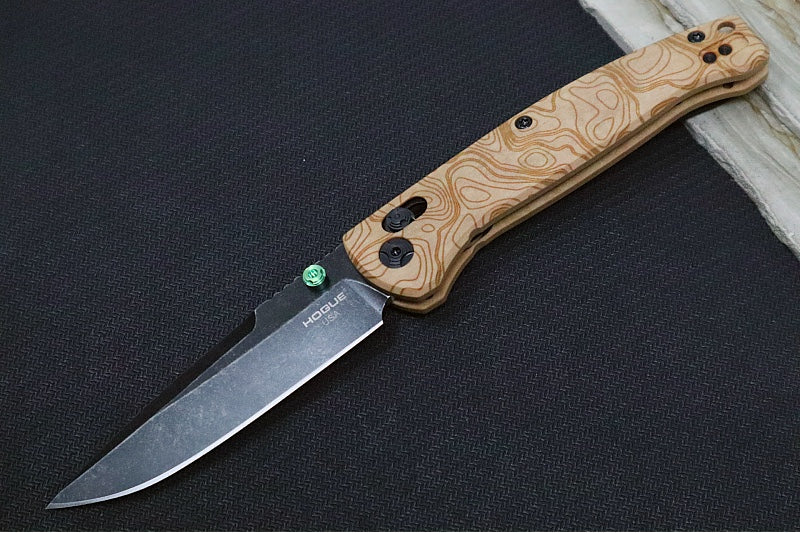 Hogue Knives Wood Series Mysto - Blackwash Finish / Clip Point Blade / CPM-Magnacut Steel / Topographic Maple Valley Richlite Handles / AXIS Lock 24459 - Northwest Knives