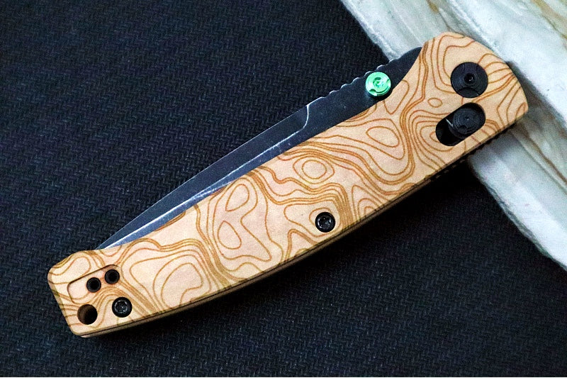 Hogue Knives Wood Series Mysto - Blackwash Finish / Clip Point Blade / CPM-Magnacut Steel / Topographic Maple Valley Richlite Handles / AXIS Lock 24459 - Northwest Knives