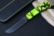 Jack Wolf Knives Pioneer FIXedc Knife - Toxic Green Kirinite Handle / Drop Point Blade / CPM-S90V Steel / Black Finish - Northwest Knives