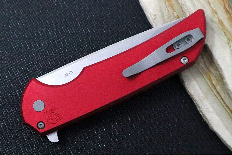 Pro Tech Mordax - Drop Point / Stonewashed CPM-20CV blade / Red Aluminum Handle MX101-RED - Northwest Knives