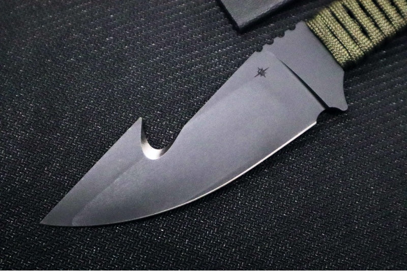 Toor Knives Merlin Gut Hooker Fixed Blade - Black Finished Blade / CPM-154 Steel / Woodland Green Handle / Kydex Sheath 850061338068 - Northwest Knives