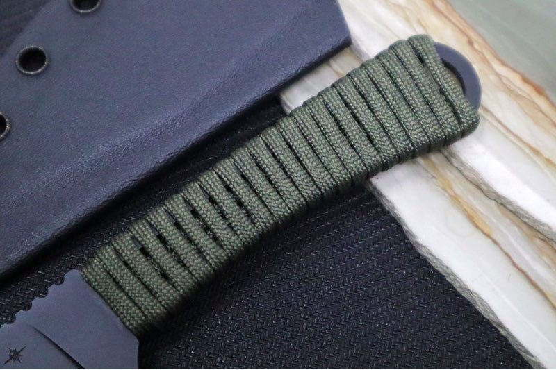 Toor Knives Merlin Gut Hooker Fixed Blade - Black Finished Blade / CPM-154 Steel / Woodland Green Handle / Kydex Sheath 850061338068 - Northwest Knives