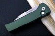 Pro Tech Chaves Scapegoat Compact Auto Limited Edition - Green Anodized Aluminum Handle / Mike Irie Compound Mirror Polished Blade / 154CM Steel / Black Lip Pearl Push Button / Satin Hardware & Clip - Northwest Knives
