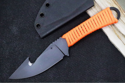 Toor Knives Merlin Gut Hooker Fixed Blade - Black Finished Blade / CPM-154 Steel / Blaze Orange Handle / Kydex Sheath 850061338051