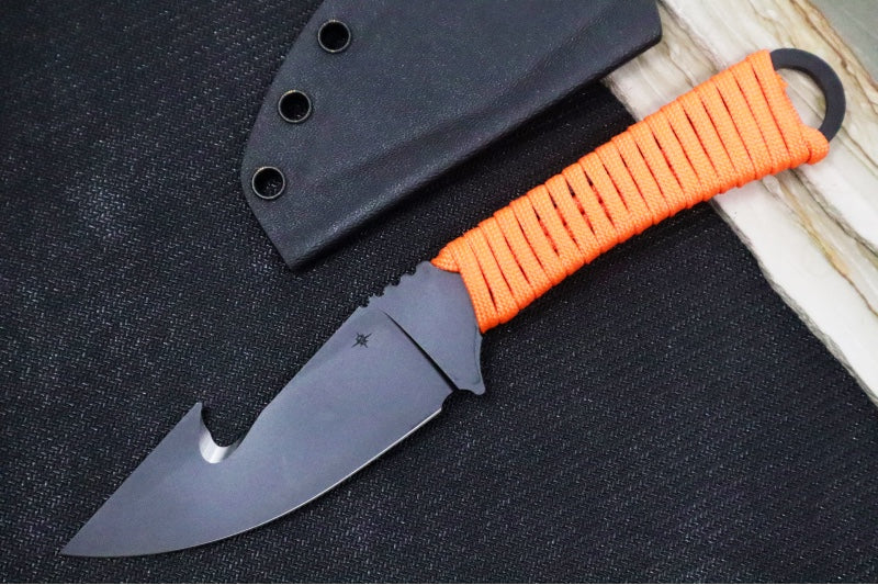 Toor Knives Merlin Gut Hooker Fixed Blade - Black Finished Blade / CPM-154 Steel / Blaze Orange Handle / Kydex Sheath 850061338051 - Northwest Knives