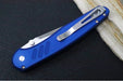 Pro Tech Avalon Peace Neighbor Design Manual - Drop Point Blade / Satin Finish / CPM-Magnacut Steel / Blue Knurled Anodized Handle / White Pearl Button PN1100-LTDBlue - Northwest Knives
