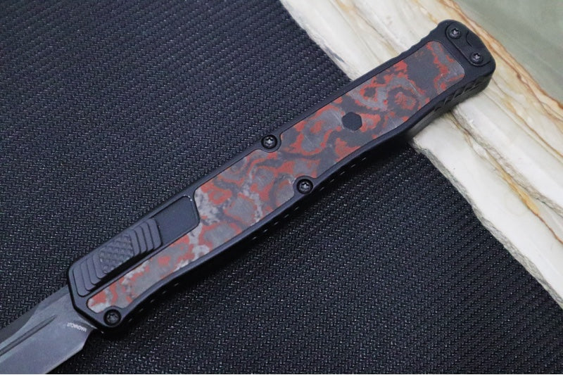 Heretic Knives Cleric II OTF - Black DLC Finish / Tanto Blade / Blood Red Camo Carbon Inlay / CPM-Magnacut Steel H019-6A-RD/CC