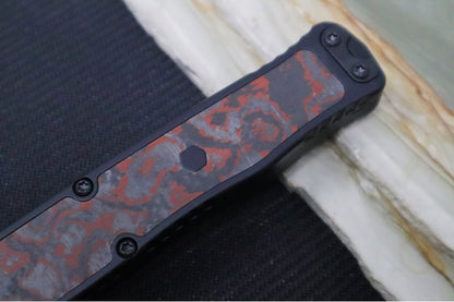 Heretic Knives Cleric II OTF - Black DLC Finish / Tanto Blade / Blood Red Camo Carbon Inlay / CPM-Magnacut Steel H019-6A-RD/CC