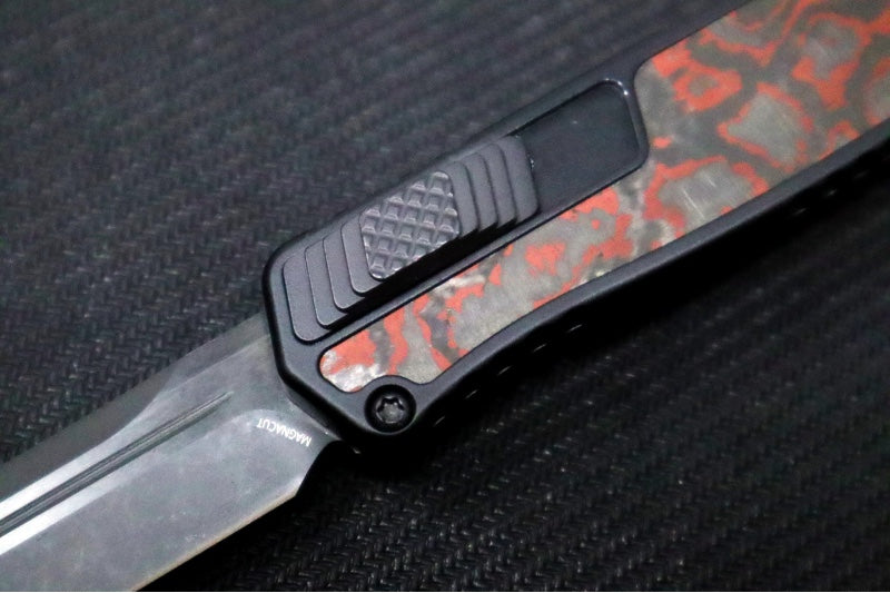 Heretic Knives Cleric II OTF - Black DLC Finish / Tanto Blade / Blood Red Camo Carbon Inlay / CPM-Magnacut Steel H019-6A-RD/CC