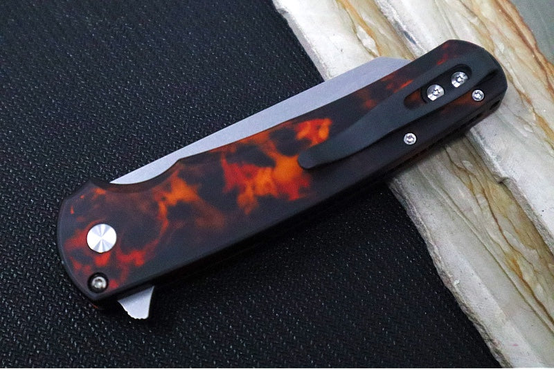 Pro Tech Malibu Flipper Limited -  "Del Fuego" Anodized Handle / Black Lip Button / Reverse Tanto Blade / CPM-Magnacut / Stonewash Finish 5401-DF - Northwest Knives