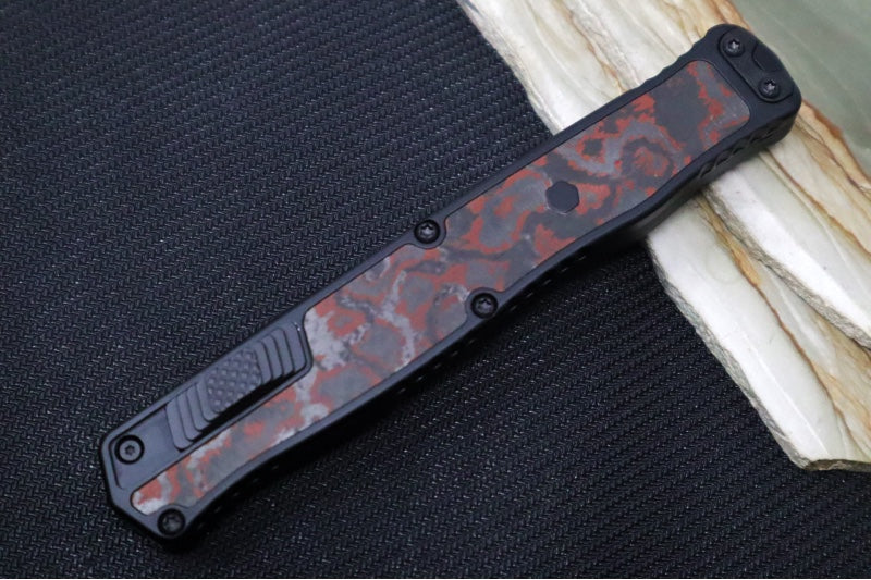 Heretic Knives Cleric II OTF - Black DLC Finish / Tanto Blade / Blood Red Camo Carbon Inlay / CPM-Magnacut Steel H019-6A-RD/CC