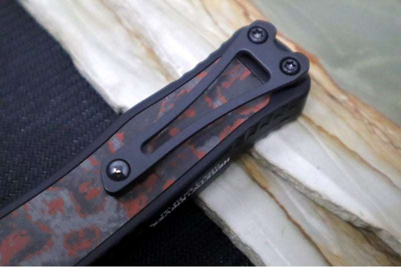 Heretic Knives Cleric II OTF - Black DLC Finish / Tanto Blade / Blood Red Camo Carbon Inlay / CPM-Magnacut Steel H019-6A-RD/CC