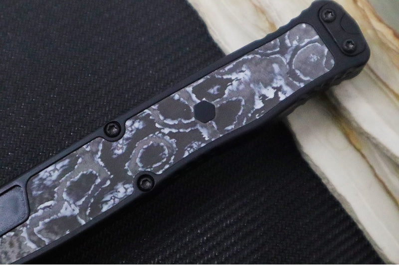 Heretic Knives Cleric II OTF - Black DLC Finish / Tanto Blade / White Camo Carbon Inlay / CPM-Magnacut Steel H019-6A-WT/CC