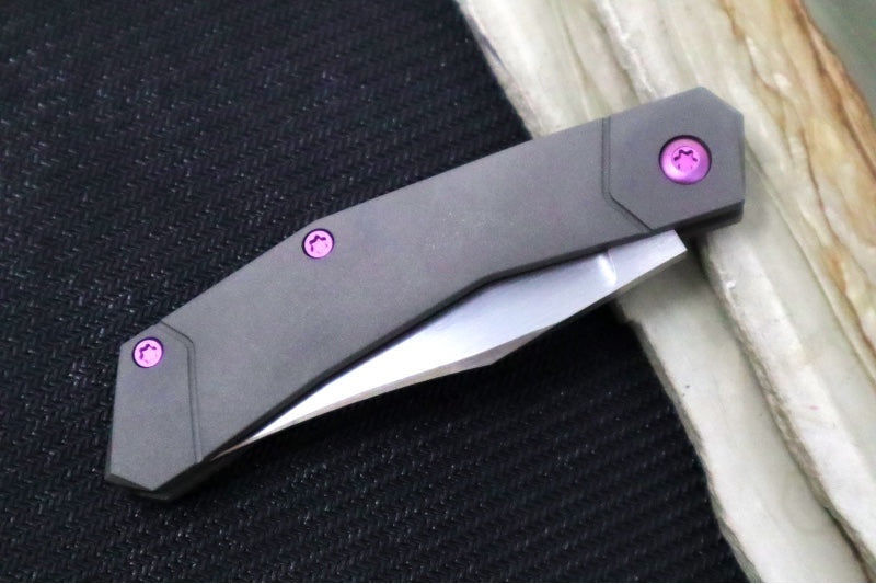 Jack Wolf Knives Mini Cyborg Jack Slip Joint - Smooth Titanium Handle / Bead Blasted Titanium Frame & Bolsters / CPM-S90V Steel
