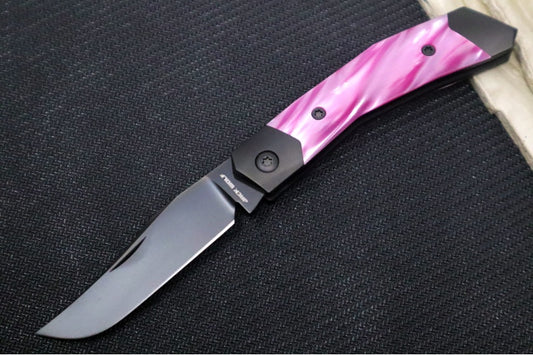 Jack Wolf Knives Mini Cyborg Jack Slip Joint - Kirinite Cosmic Pink Handle / Bead Blasted Titanium Frame & Bolsters / CPM-S90V Steel