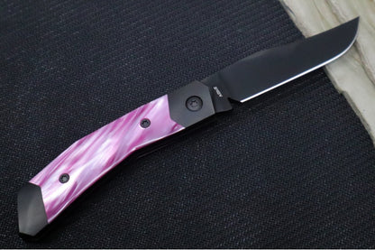 Jack Wolf Knives Mini Cyborg Jack Slip Joint - Kirinite Cosmic Pink Handle / Bead Blasted Titanium Frame & Bolsters / CPM-S90V Steel