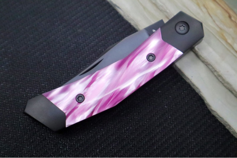 Jack Wolf Knives Mini Cyborg Jack Slip Joint - Kirinite Cosmic Pink Handle / Bead Blasted Titanium Frame & Bolsters / CPM-S90V Steel