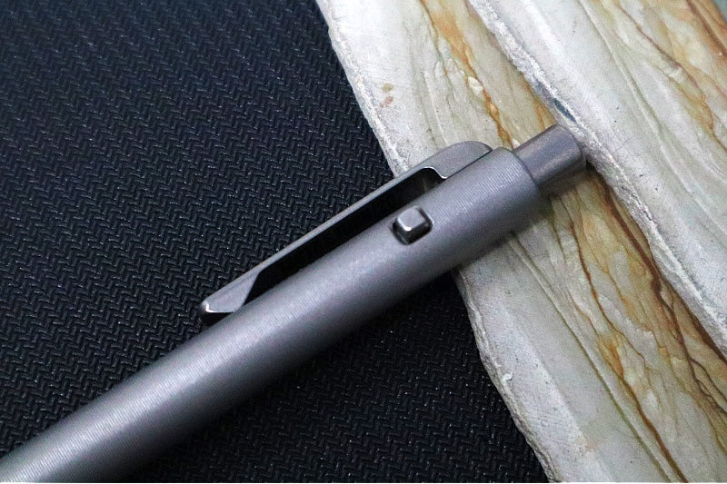 Tactile Turn Side Click Standard Pen - Stonewashed Titanium Handle / Titanium Clip - Northwest Knives