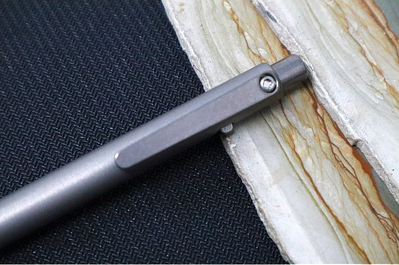 Tactile Turn Side Click Standard Pen - Stonewashed Titanium Handle / Titanium Clip - Northwest Knives