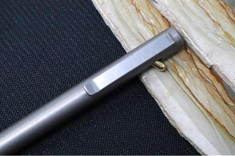 Tactile Turn  Switch Short Pen - Stonewashed Titanium Handle / Titanium Clip - Northwest Knives