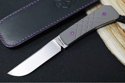 Jack Wolf Knives Pioneer FIXedc Knife - Titanium Cross Hatch 2 Handle / Drop Point Blade / CPM-S90V Steel / Satin Finish - Northwest Knives