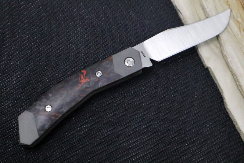 Jack Wolf Knives Mini Cyborg Jack Slip Joint - Fat Carbon Dark Matter Orange Handle / Bead Blasted Titanium Frame & Bolsters / CPM-S90V Steel