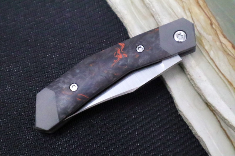 Jack Wolf Knives Mini Cyborg Jack Slip Joint - Fat Carbon Dark Matter Orange Handle / Bead Blasted Titanium Frame & Bolsters / CPM-S90V Steel