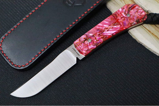 Jack Wolf Knives Pioneer FIXedc Knife - Red Abalone Handle / Drop Point Blade / CPM-S90V Steel / Satin Finish - Northwest Knives