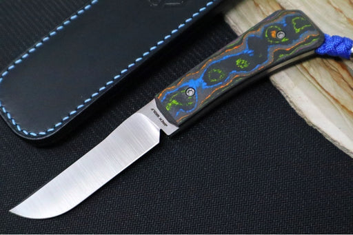 Jack Wolf Knives Pioneer FIXedc Knife - CamoCarbon 80s Handle / Drop Point Blade / CPM-S90V Steel / Satin Finish - Northwest Knives