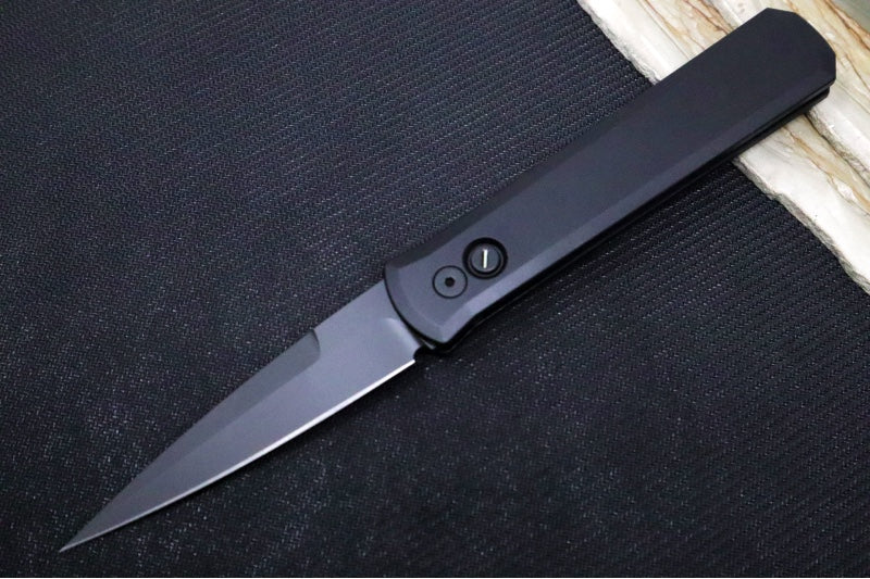 Pro Tech Godfather Operator Auto - Black Aluminum Handle / Black Blade / Tritium Push Button 921-OPERATOR - Northwest Knives