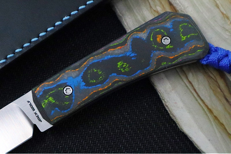 Jack Wolf Knives Pioneer FIXedc Knife - CamoCarbon 80s Handle / Drop Point Blade / CPM-S90V Steel / Satin Finish - Northwest Knives