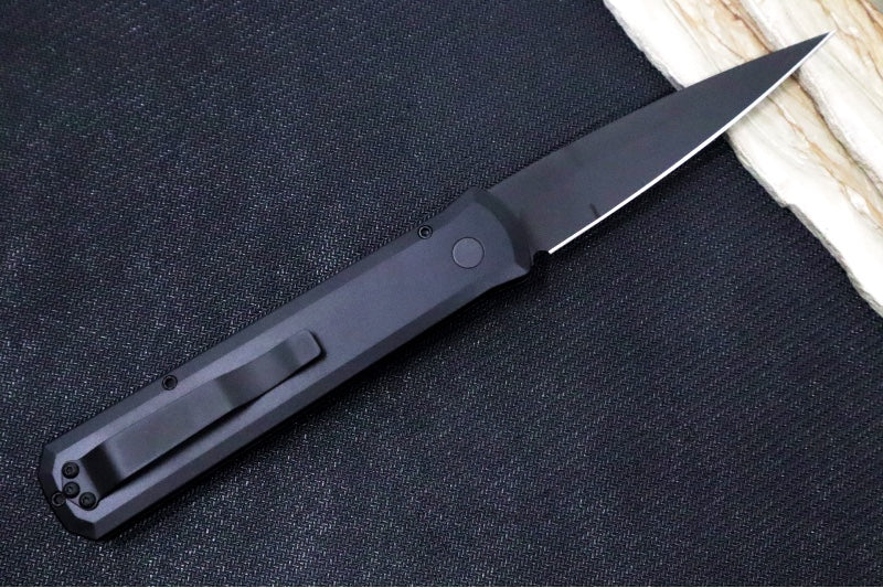 Pro Tech Godfather Operator Auto - Black Aluminum Handle / Black Blade / Tritium Push Button 921-OPERATOR - Northwest Knives