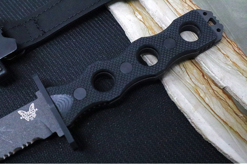 Garage Sale Benchmade 185SBK SOCP Fixed Blade - Dagger Blade with Serrates / Cobalt Black Finish / CPM-3V - Northwest Knives