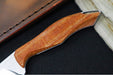 Koenig HELO FIxed Blade - Stonewashed Finished Blade - Tan Micarta Handle Scales - Brown Leather Sheath HELO.121 - Northwest Knives
