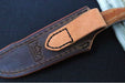 Koenig HELO FIxed Blade - Stonewashed Finished Blade - Tan Micarta Handle Scales - Brown Leather Sheath HELO.121 - Northwest Knives