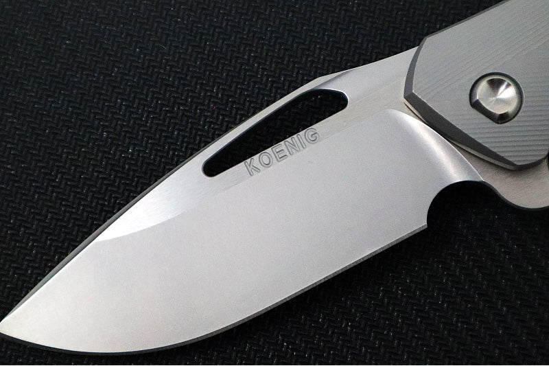 Koenig Mini Arius - Standard with Patterned Handle - Burnished Blade with Polished Flats - Silver Spacer & Satin Hardware (Gen 1) - Northwest Knives