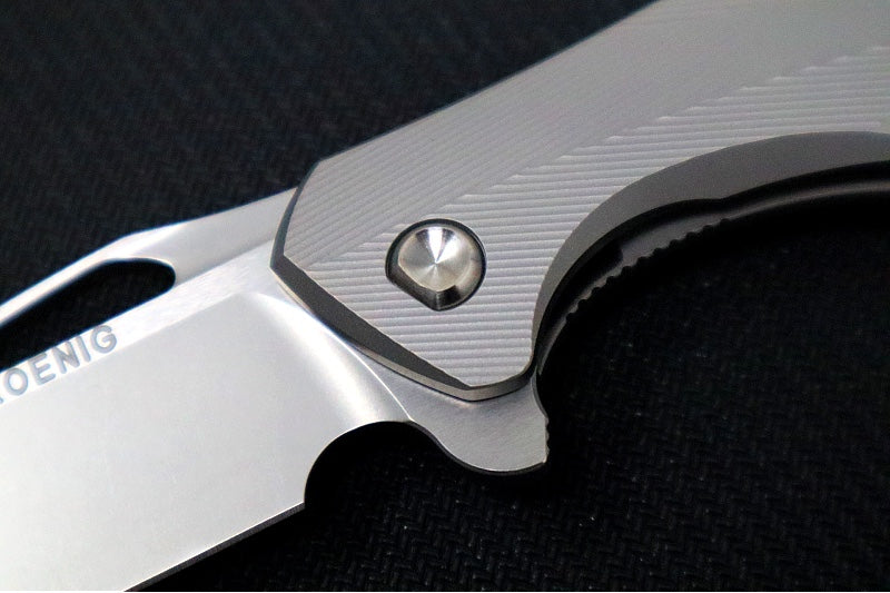 Koenig Mini Arius - Standard with Patterned Handle - Burnished Blade with Polished Flats - Silver Spacer & Satin Hardware (Gen 1) - Northwest Knives