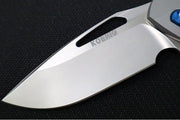 Koenig Mini Arius - Standard with Patterned Handle - Burnished Blade with Polished Flats - Blue Spacer & Blue Hardware (Gen 1) - Northwest Knives