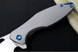 Koenig Mini Arius - Standard with Patterned Handle - Burnished Blade with Polished Flats - Blue Spacer & Blue Hardware (Gen 1) - Northwest Knives