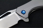 Koenig Mini Arius - Standard with Patterned Handle - Burnished Blade with Polished Flats - Blue Spacer & Blue Hardware (Gen 1) - Northwest Knives