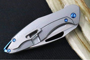 Koenig Mini Arius - Standard with Patterned Handle - Burnished Blade with Polished Flats - Blue Spacer & Blue Hardware (Gen 1) - Northwest Knives