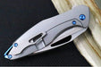 Koenig Mini Arius - Standard with Patterned Handle - Burnished Blade with Polished Flats - Blue Spacer & Blue Hardware (Gen 1) - Northwest Knives