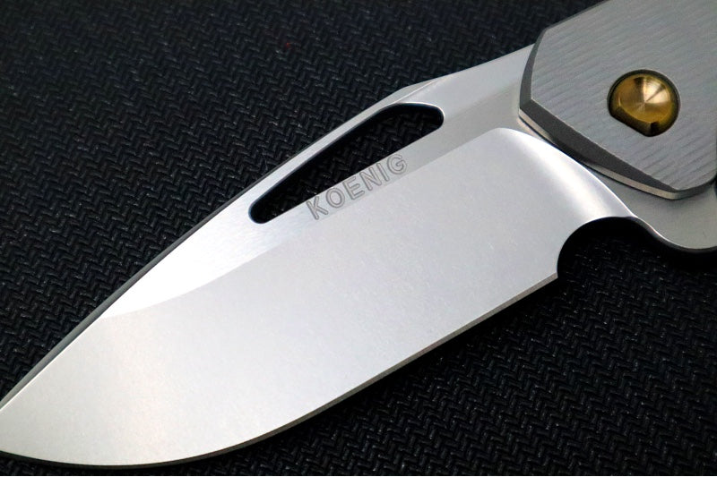 Koenig Mini Arius - Standard with Plexa Patterned Handle - Burnished Blade with Polished Flats - Bronzed Spacer & Bronzed Hardware (Gen 1) - Northwest Knives
