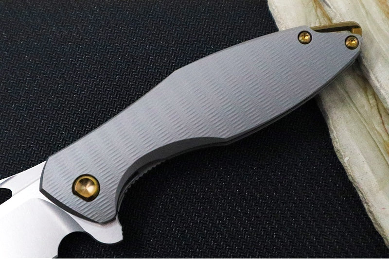 Koenig Mini Arius - Standard with Plexa Patterned Handle - Burnished Blade with Polished Flats - Bronzed Spacer & Bronzed Hardware (Gen 1) - Northwest Knives