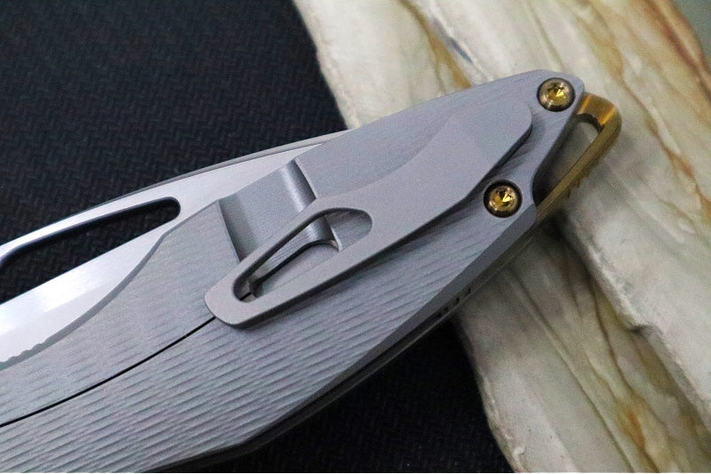 Koenig Mini Arius - Standard with Plexa Patterned Handle - Burnished Blade with Polished Flats - Bronzed Spacer & Bronzed Hardware (Gen 1) - Northwest Knives