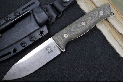 White River Ursus 45 Bushcrafter - Black & OD Green Canvas Micarta Handle / CPM-S35VN Blade WRUR45-LBO